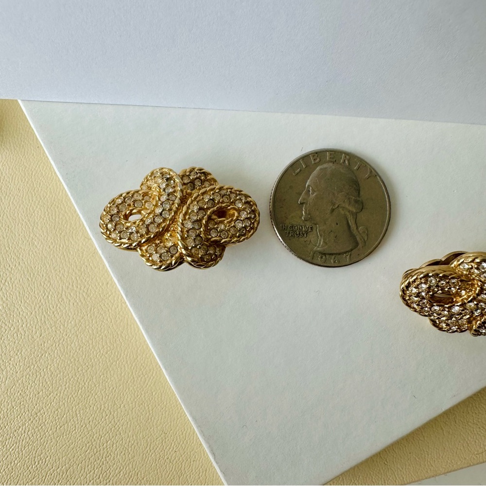 Swarovski Crystal & Gold Statement Clip-On Earrings - Picture 5 of 7